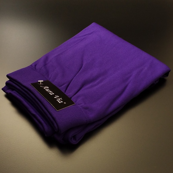 Women Medium waist "FLEECE" Leggings Purple - Picture 6 of 7